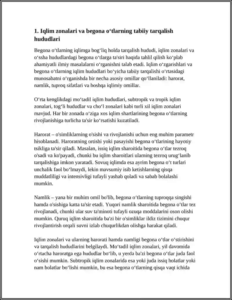 BEGONA OʻTLARNING IQLIMGA BOĞLIQ HOLDA TARQALISH HUDUDI YOʻLLARI HARORAT VA NAMLIKNING BEGONA OʻTLAR OʻSISHIGA TAʼSIRI 3