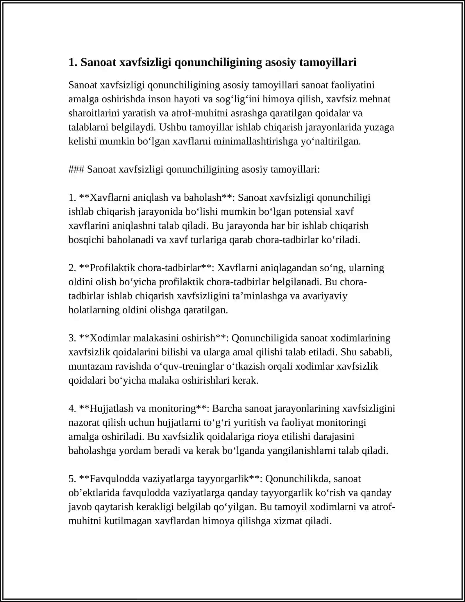 SANAOT XAVFSIZLIK SOHASIDAGI QONUNCHILIK.SANOAT OBYEKTLARINI XAVFLILIK DARAJASIGA KO'RA TASNIFLANISHI 3