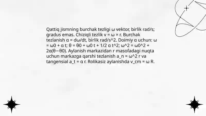 Qattiq jisimlarning aylanma harakat dinamikasi 3