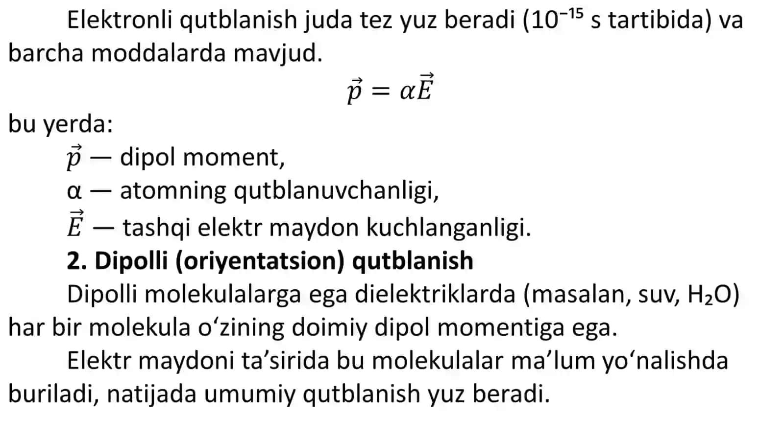 ELEKTR MAYDONIDA DIELEKTRIKLAR VA OʻTKAZGICHLAR 3