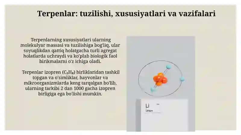Terpenlar: tuzilishi, xususiyatlari va vazifalari 3
