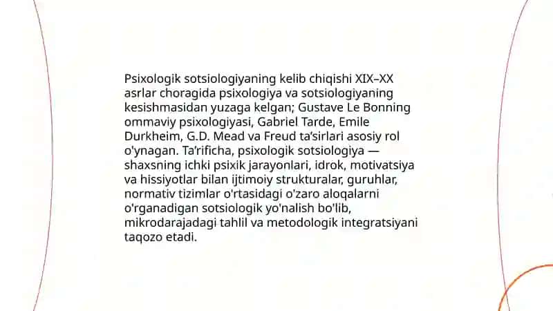 Psixologik sotsiologiyaning sotsiologiya tarixida tutgan o'rni 3
