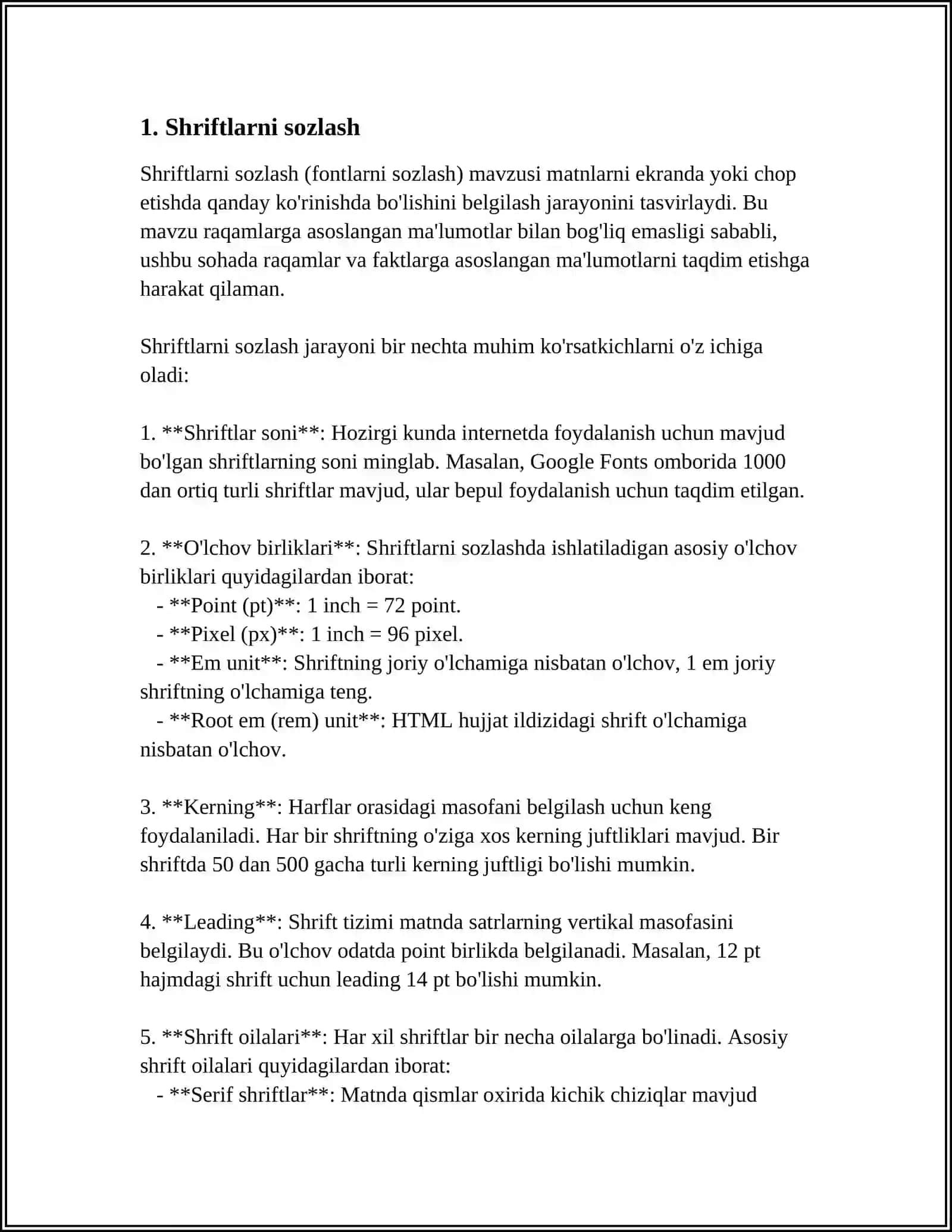 WORD MATN MUHARRIRIDA SHRIFTLAR BILAN ISHLASH 3
