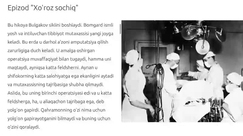 Bulgakov “yoshshifokorning eslatmalari” 3