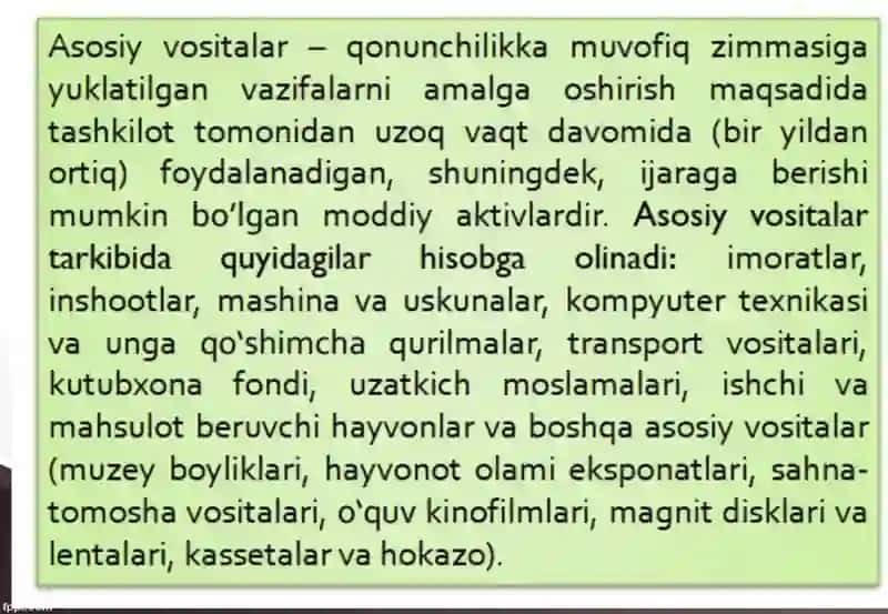 Asosiy Vositalar va Nomoddiiy Aktivlar Hisobi 3
