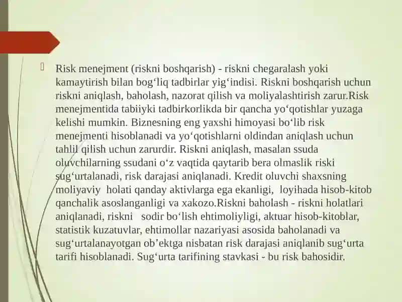 SUG'URTADA RISKLAR KLASSIFIKATSIYASI 3