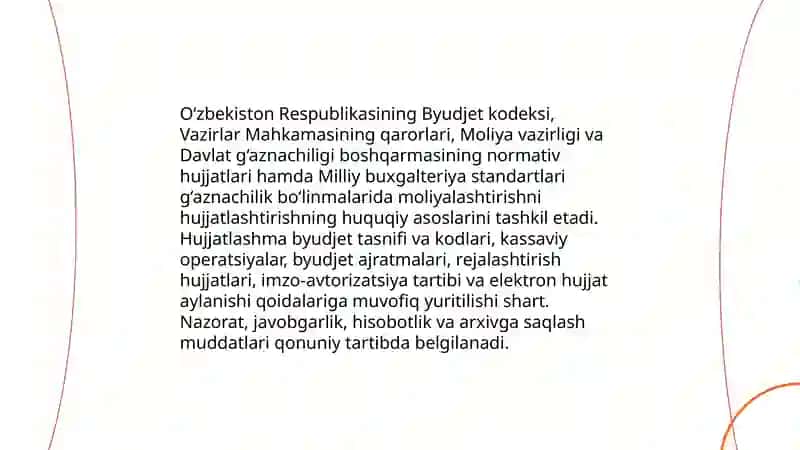 G‘aznachilik bo‘linmalarida moliyalashtirishni hujjatlashtirishning huquqiy asoslari 3