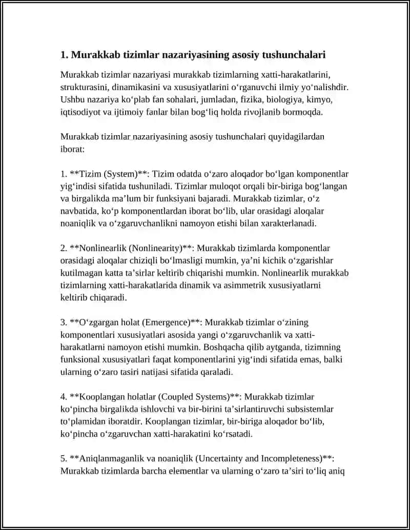 MURAKKAB TIZIMLAR VA XAOS NAZARIYASI 3