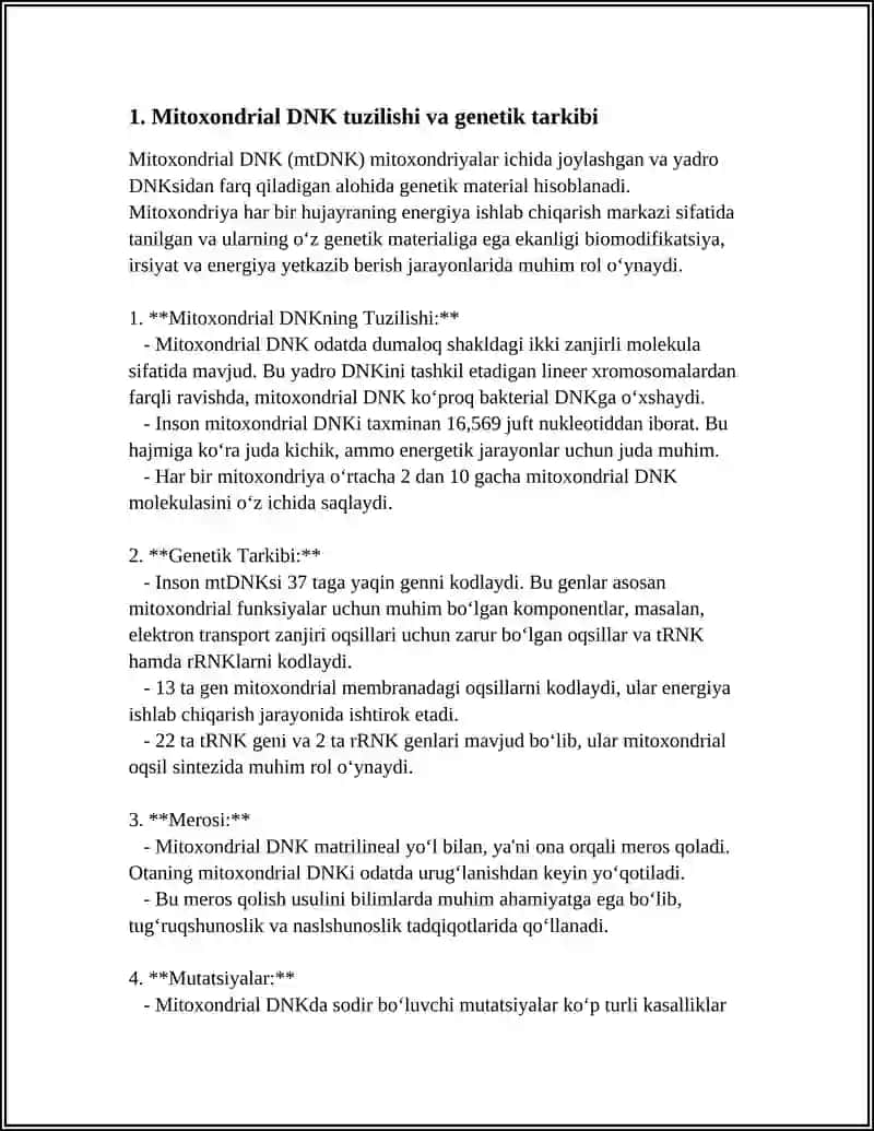 MITOXONDRIAL DNK VA MITOXONDRIAL KASALLIKLAR 3