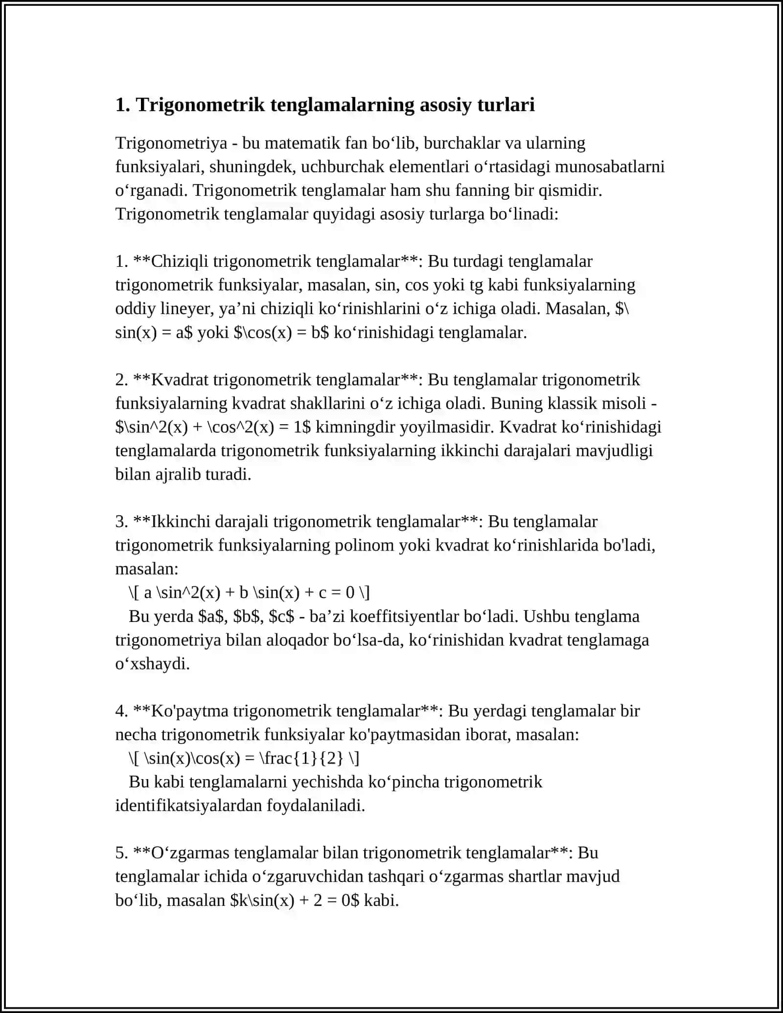 TRIGONOMETRIK TENGLAMALARNI O'QITISH METODIKASI 3