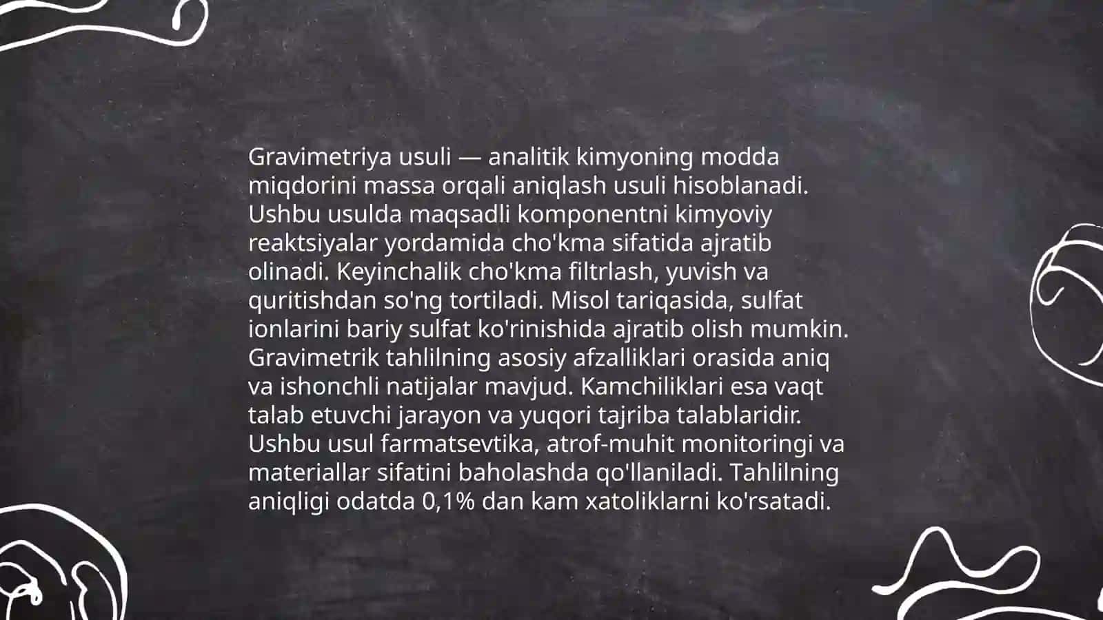 Gravimetriya usulida mutaxasisligiga Qarab kalsiy magniy Temir alyuminiy Va oltingugurt miqdorni aniqlash 3