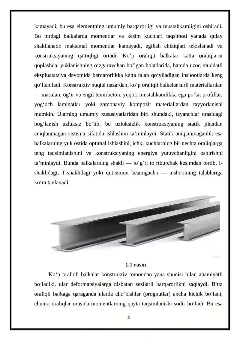 Ko'p oraliqli balkalar 3
