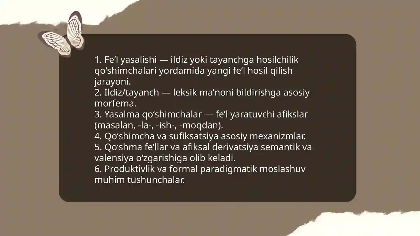 Feʼlning yasalishi feʼlning tuzilish jihatidan turlari 3