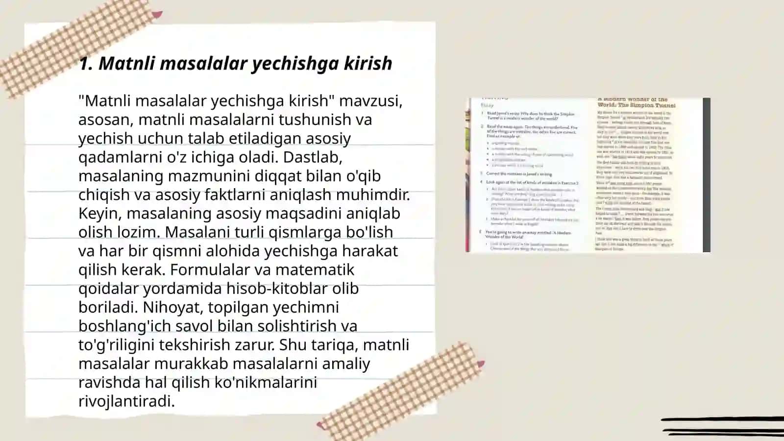 Matnli masalalar yechishga kirish 3