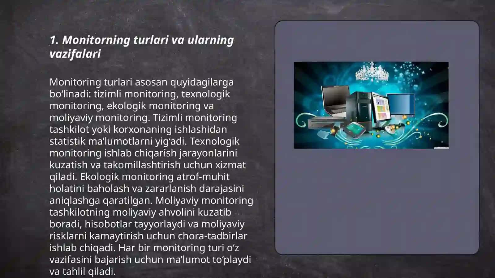 Monitor va sichqoncha qurilamalarining turlari va vazifalari. Tibbiy ta'limda va tibbiyotda kompyuterning qo'shimcha qurilmalarining qo'llanilishi va tabbiq etilishi 3