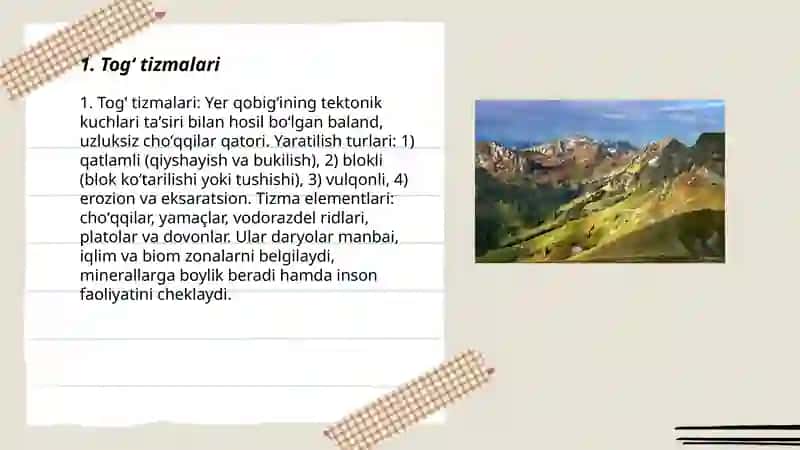 Togʻ tizmalari 3