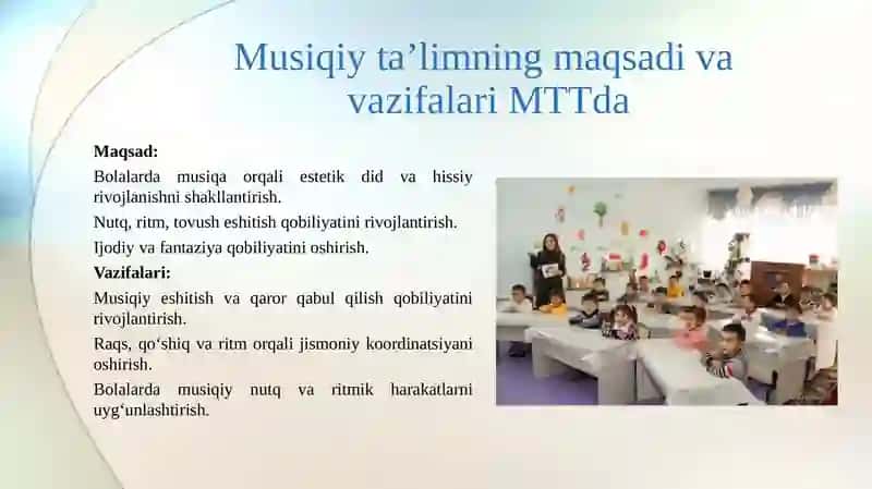 MTTda musiqiy ta’lim berish metodikasi bo‘yicha ishlarni tashkil etish 3