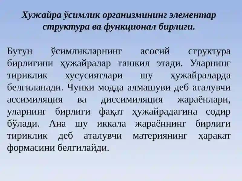 Ўсимликлар физиологияси фанига кириш 3