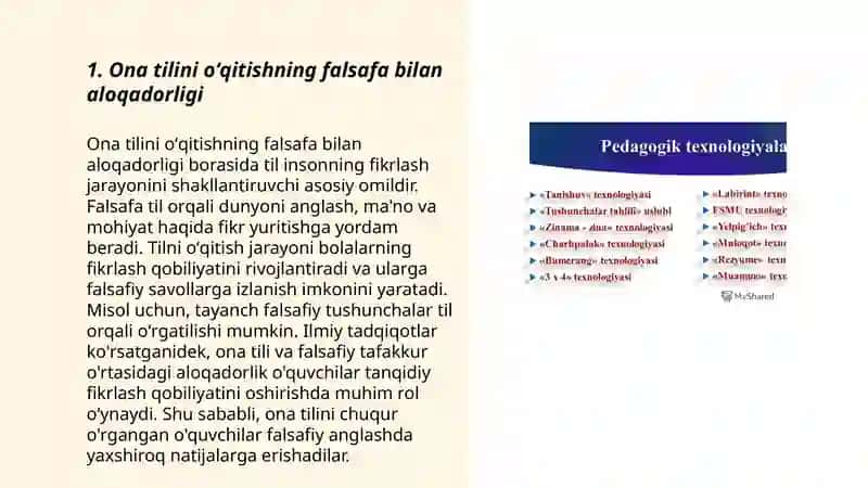 Ona tilini oʻqitishning falsafa bilan aloqadorligi 3