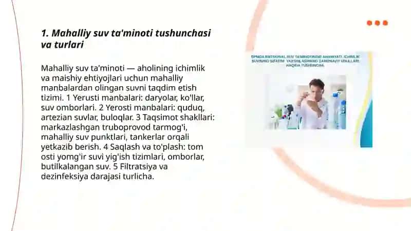 Mahalliy suv ta'minoti haqida tushuncha, ularning gigiyenik ahamiyati 3