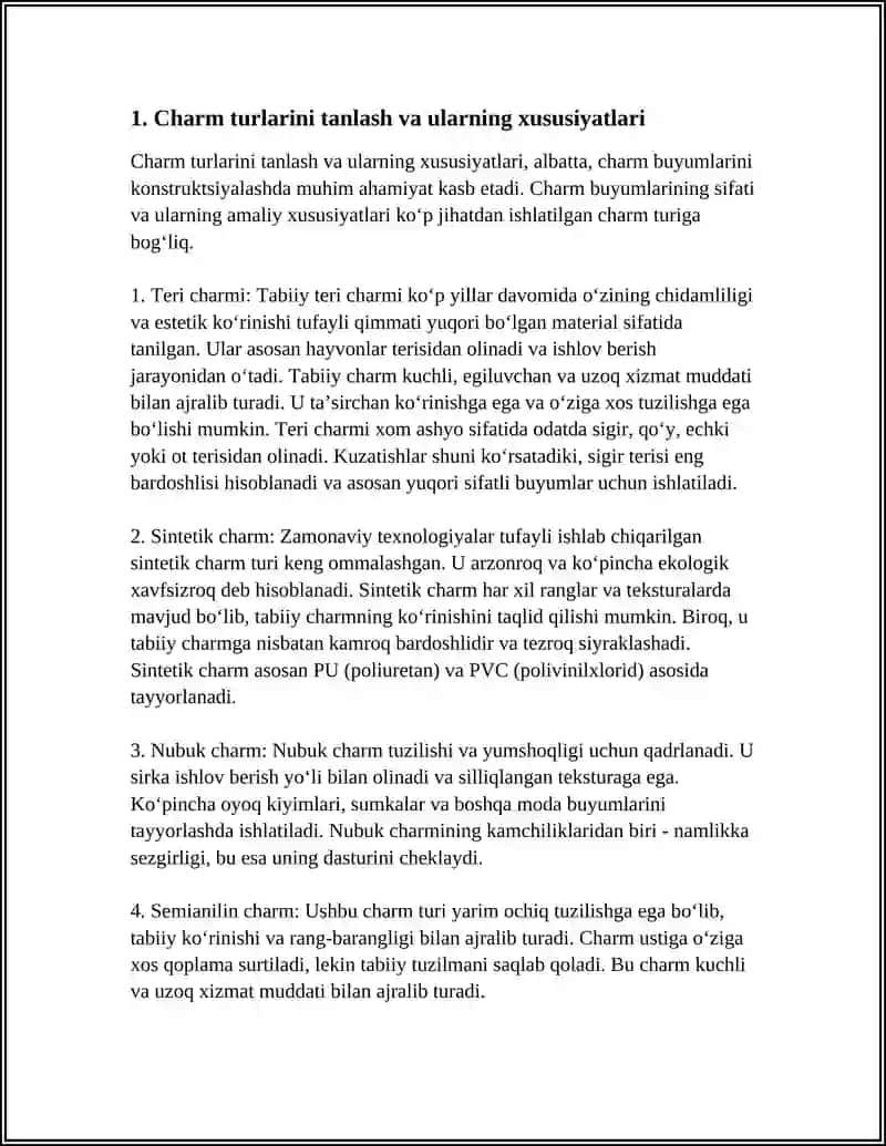 CHARMDAN TIKUV BUYUMLARINI KONSTRUKSIYALASH 3