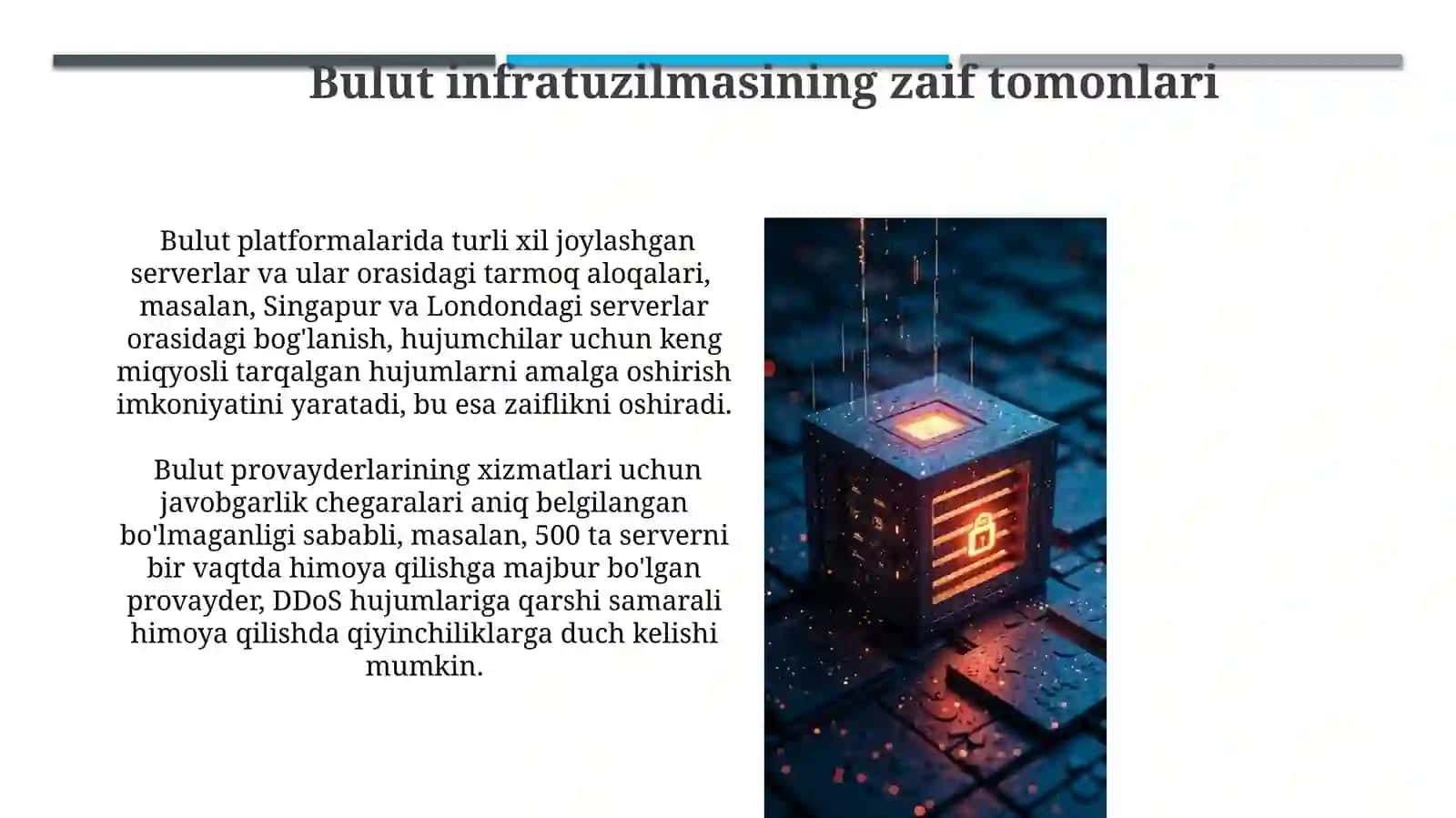 Bulutli hisoblash tizimlarida DDoS hujumlaridan himoyalanish usullari 3