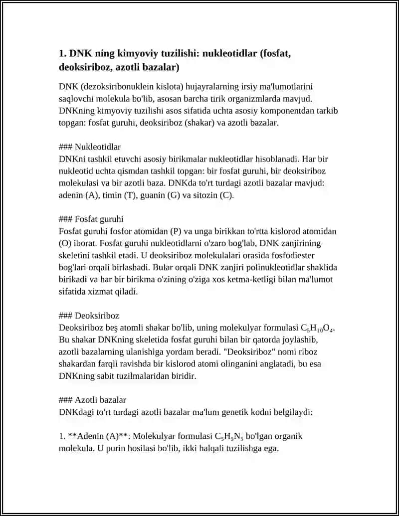 DNK VA UNING TUZILISHI 3