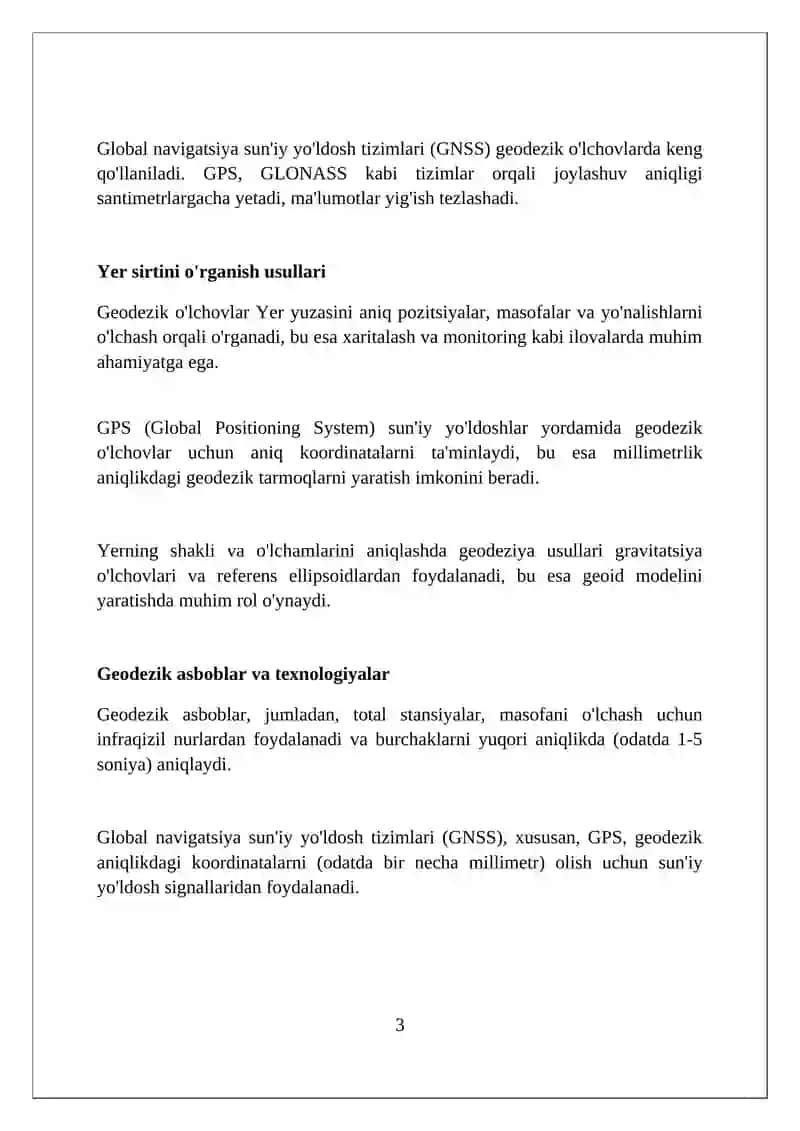 Geodezik oʻlchovlar orqali yer yuzasini tahlil qilish 3