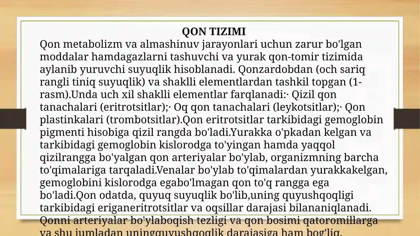 Qon tizimi. Tekshirish
usullari: so‘rab-surishtirish va tekshirish usullari 3
