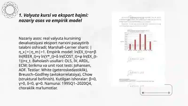 Valyuta kursining eksport hajmiga ta'sirining ekonometrik tahlil 3