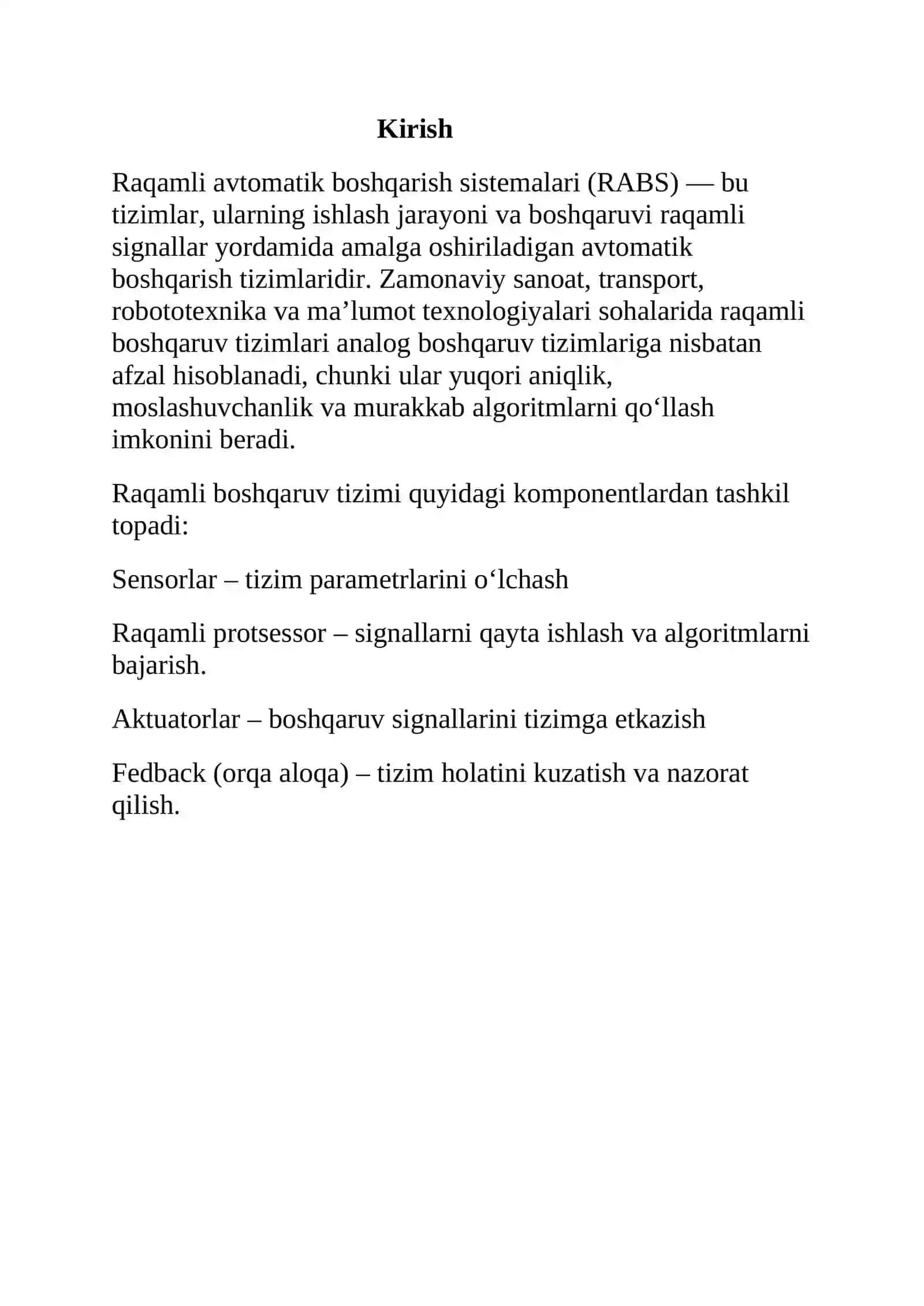 Raqamli avtomatik boshqarish sistemalari 3