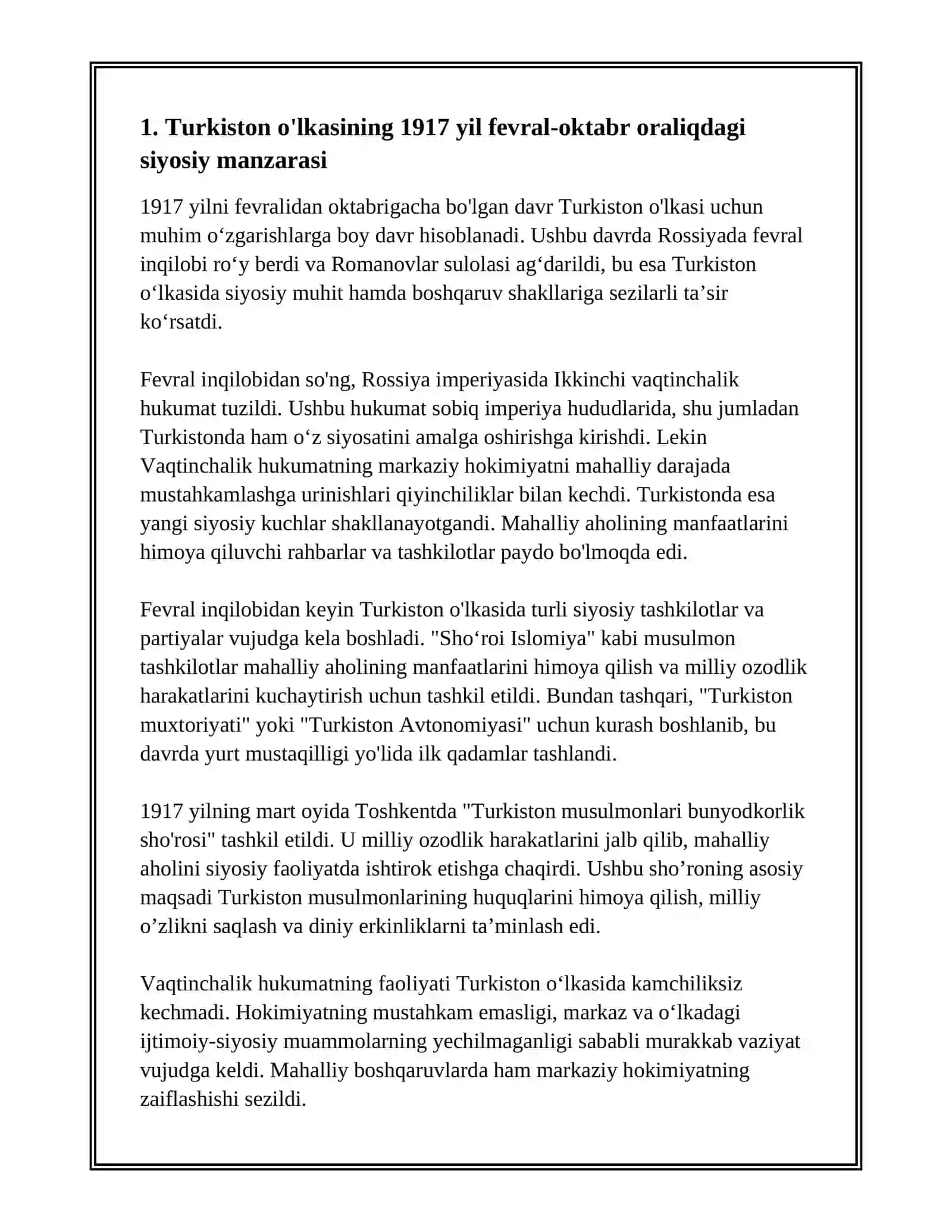 TURKISTON ÕLKASI 1917-YIL FEVRAL OKTABR ORALIĞIDA 3