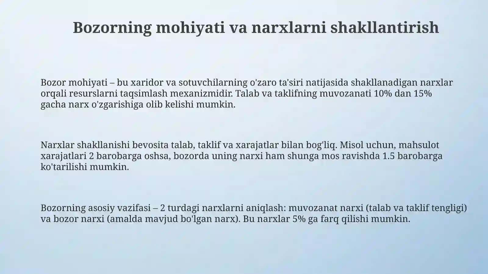 Bozorning iqtisodiyotdagi asosiy vazifalari 3