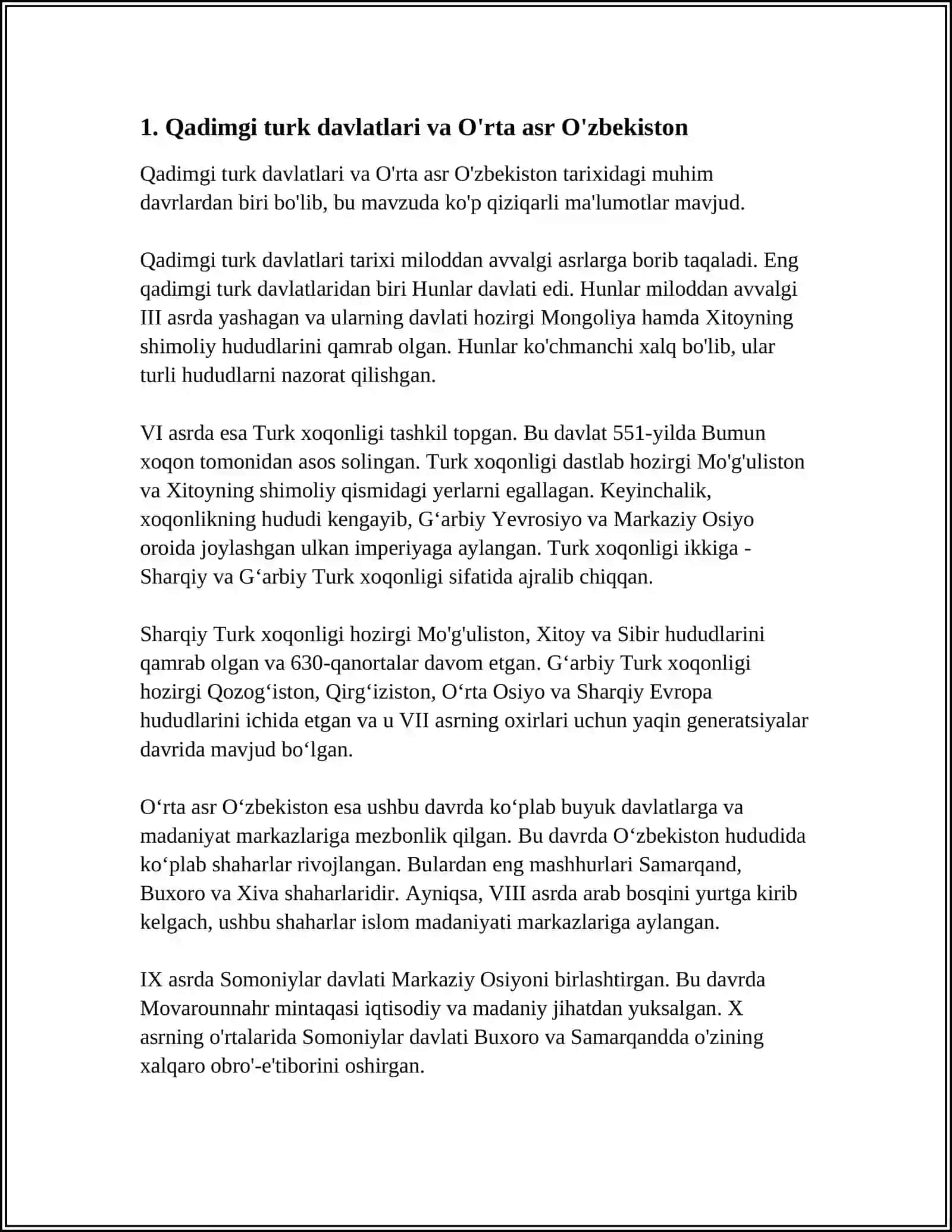 O'ZBEKISTON DAVLATCHILIGI TARIXI O'RTA ASRLAR DAVLATCHILIGI VA ULARNING IJTIMOIY IQTISODIY RIVOJLANISHI 3