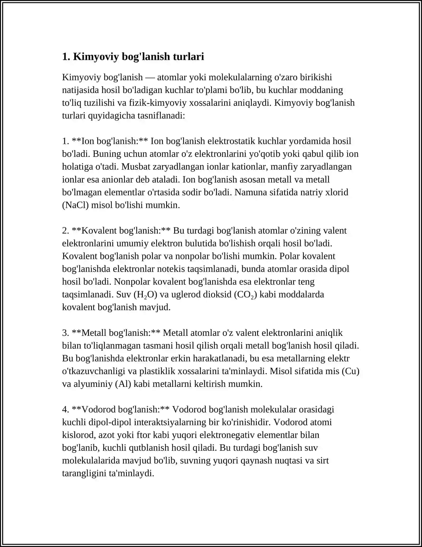 Kimyoviy bog'lanish 3