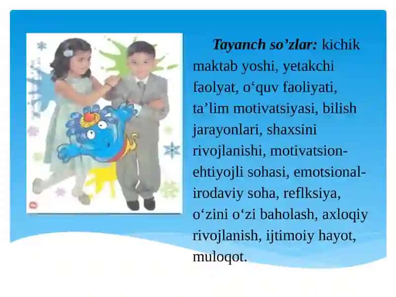 Kichik maktab yoshi davrida psixik rivojlanish xususiyatlari 3