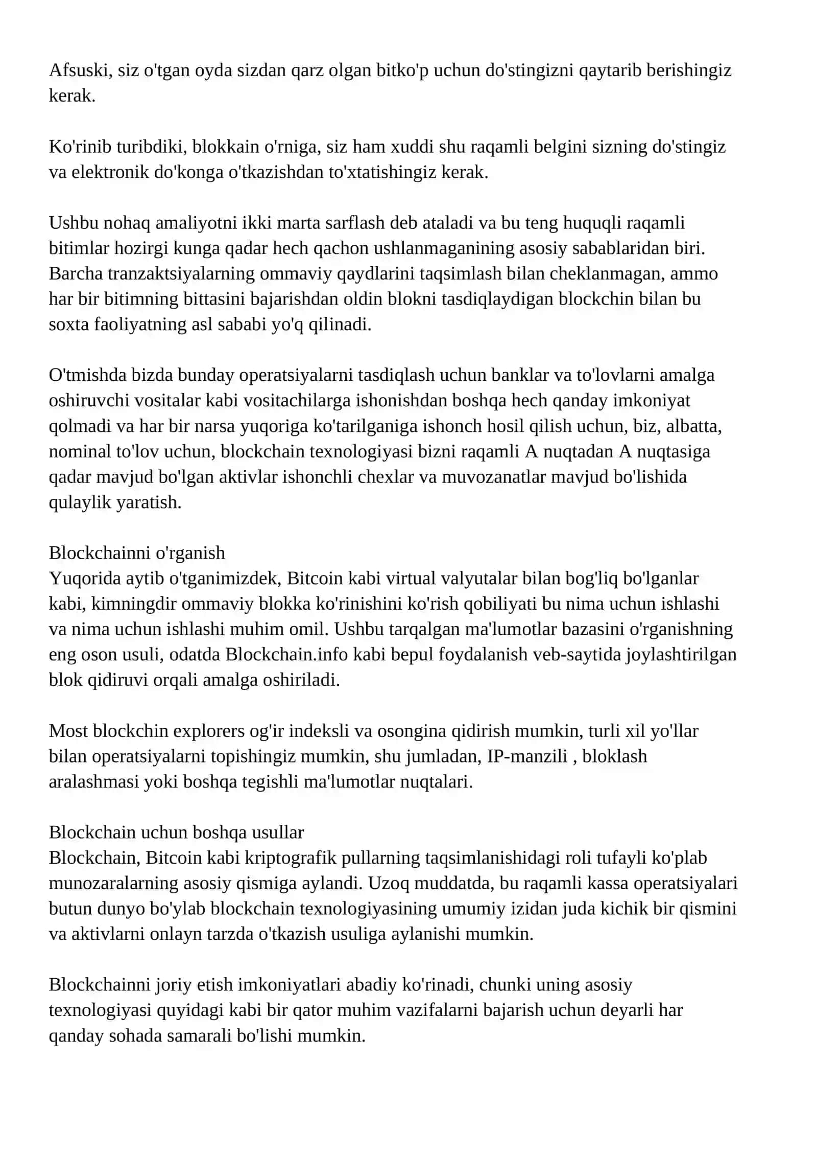 Blokcheyn texnologiyasi va undan foydalanish yo’llari 3