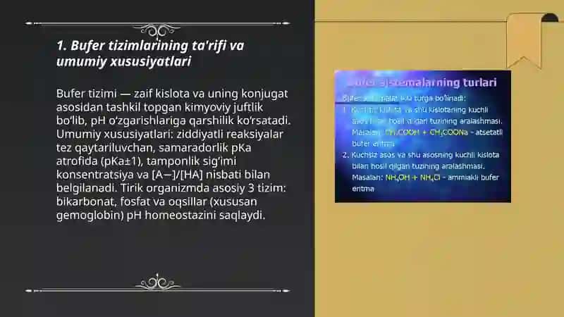 Bufer sistemalar va tirik organizmdagi ahamiyati. 3