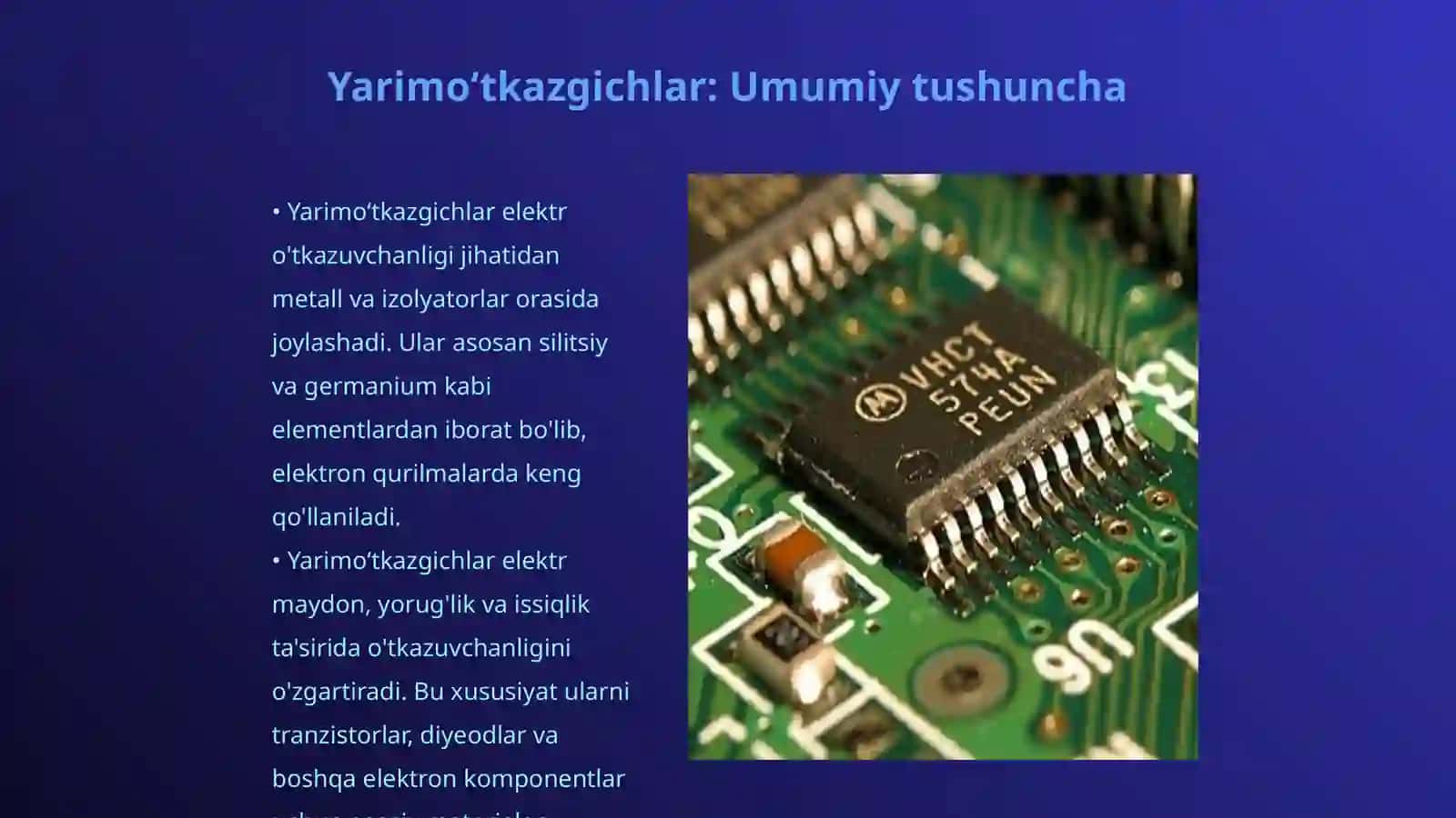 Yarimoʻtkazgichlar fizikasi va ularning elektron qurilmadagi roʻli 3