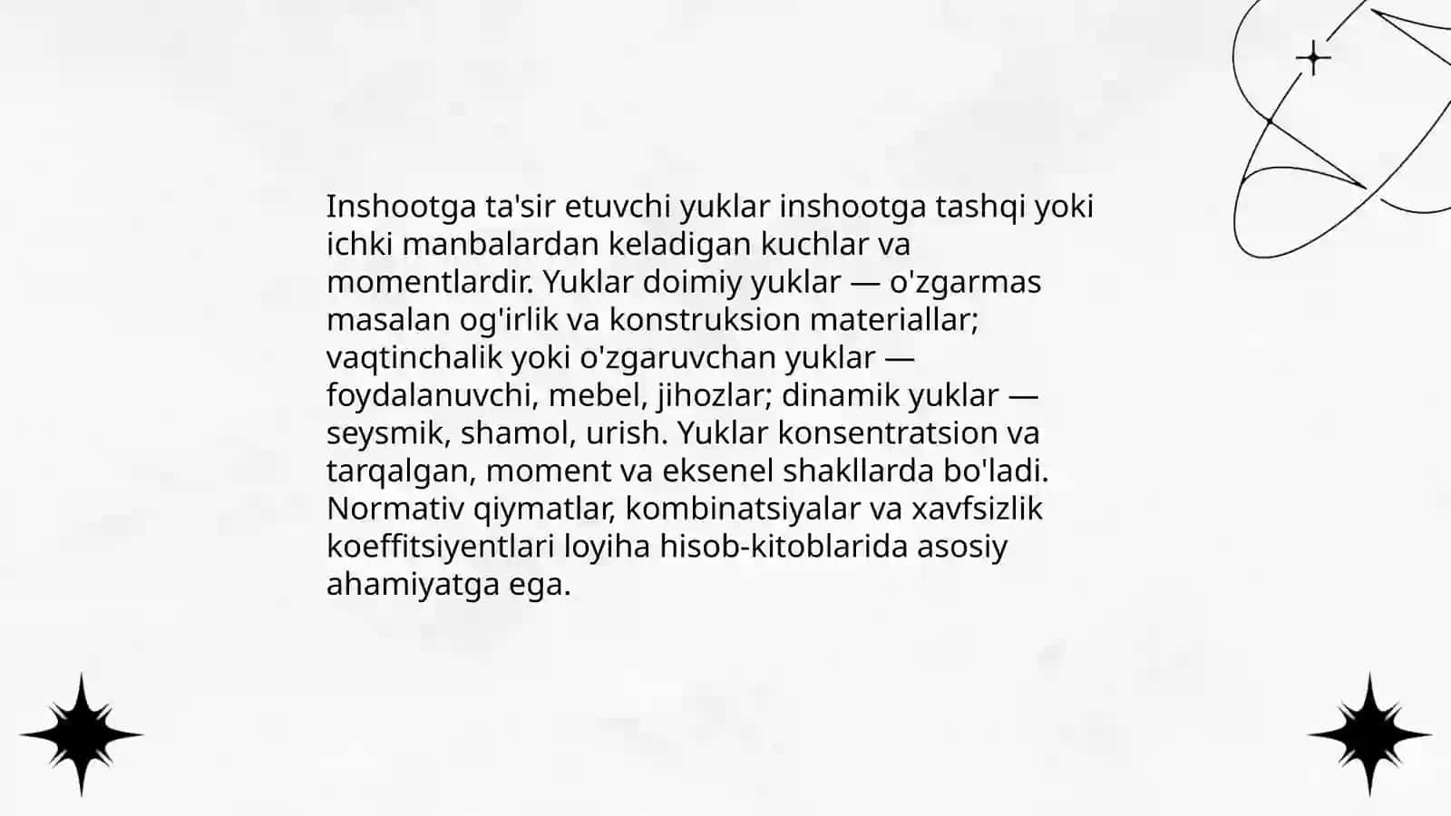 Inshootga ta'sir etuvchi yuklar va ularning turlari 3