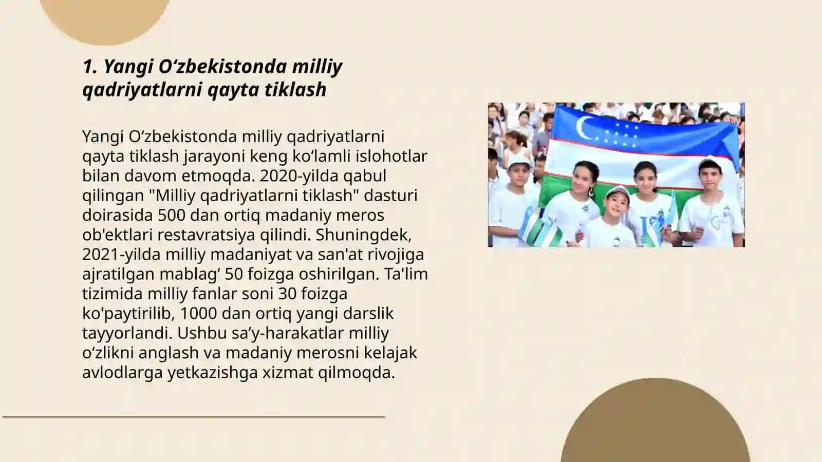 Yangi O'zbekistonda milliy qadriyatlarni qayta tiklash 3