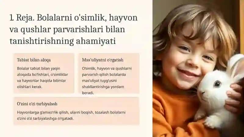 Bolalarini o‘simliklar, hayvonlar va qushlarni parvarish qilishga o‘rgatish texnologiyasi 3