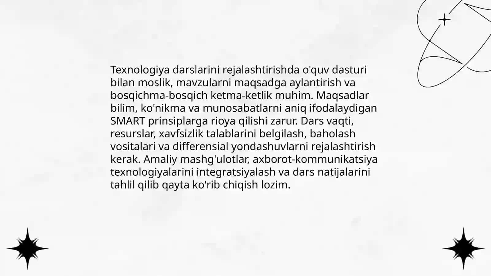 Texnologiya darslarini rejalashtirish 3