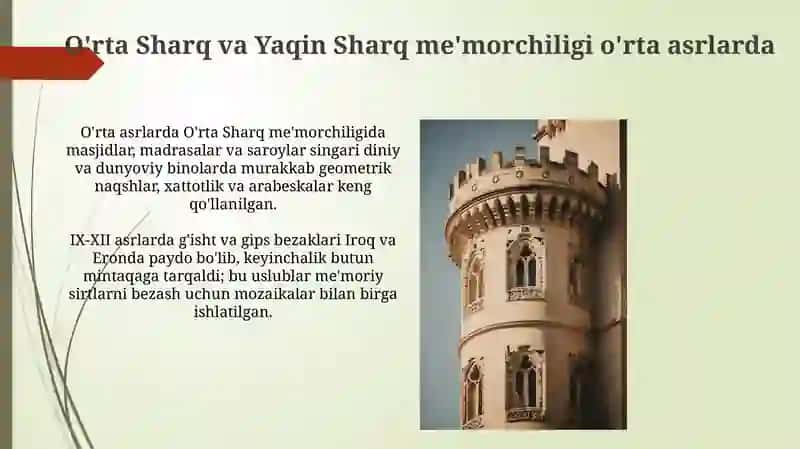 Oʻrta va Yaqin sharq Oʻrta asrlar arxitekturasi 3