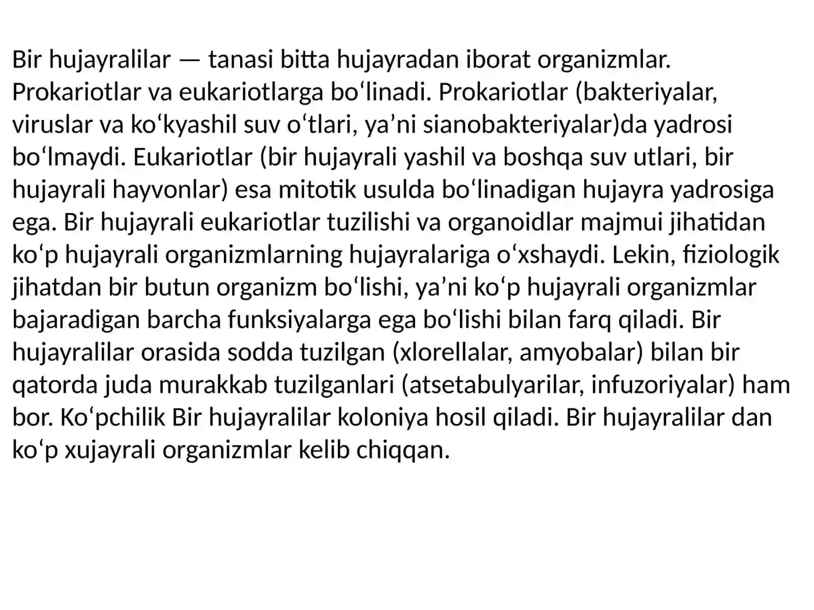 Bir Hujayralilar Turlari 3