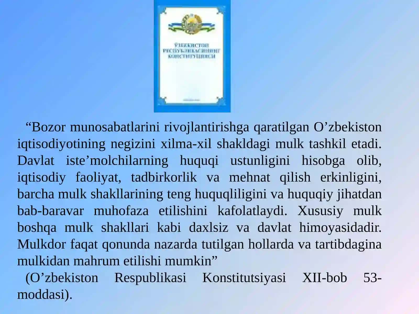Bozor munosabatlarini rivojlantirishga qaratilgan O'zbekiston iqtisodiyoti 3