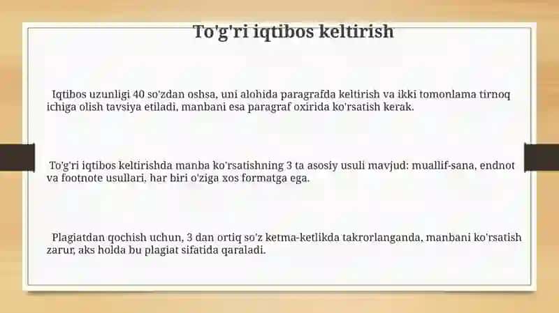 Akademikyo'zishda etika: plagiat va to'g'ri iqtibos keltirish 3