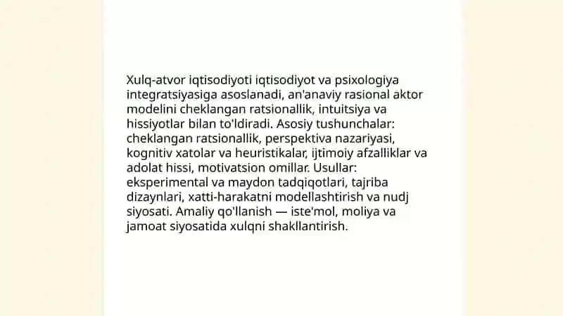 Xulq-atvor iqtisodiyotining asosiy prinsiplari va tamoyillari hamda usullari 3