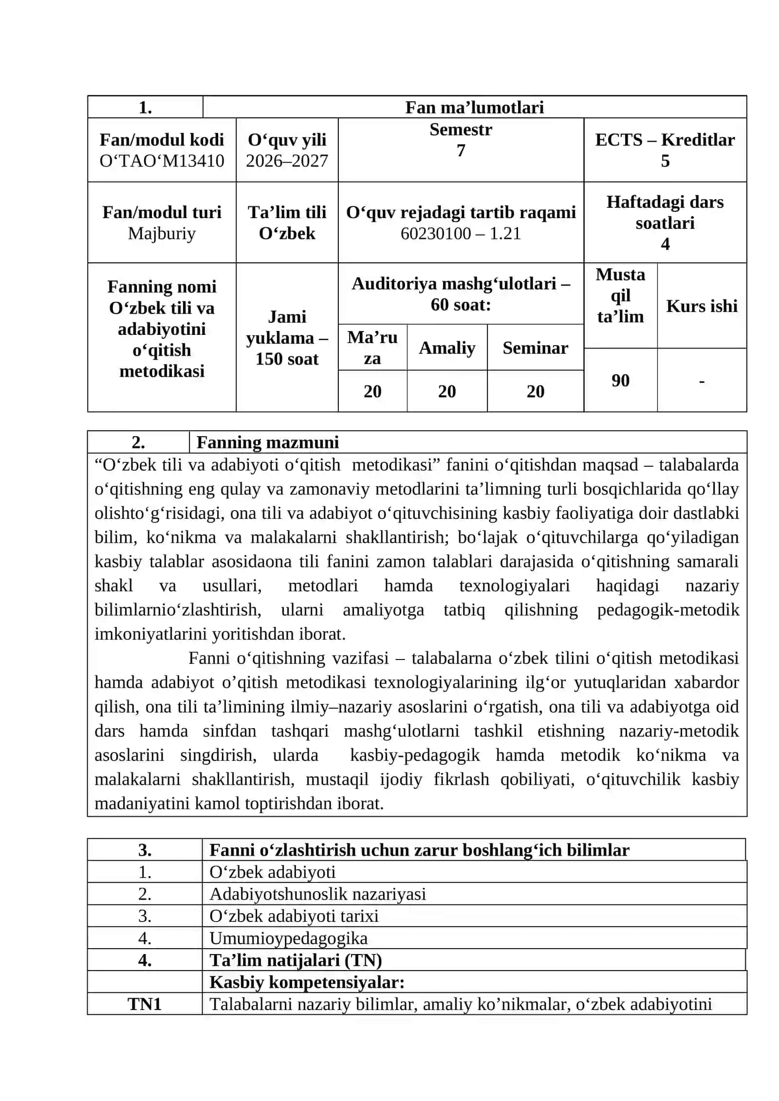 O‘zbek tili va adabiyotini o‘qitish metodikasi 3