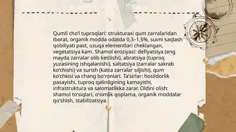 Oʻzbekistonda uchraydigan tuproq xillari va ularning ekologik muammolari 3